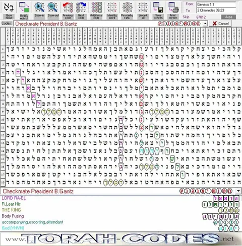 Torah Code matrix: President B Gantz