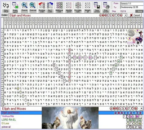 Torah Code matrix: Elijah and Moses