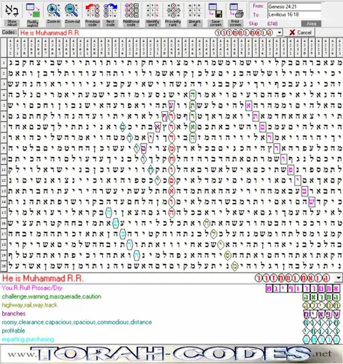 Torah Code matrix: He Is Muhammad RR