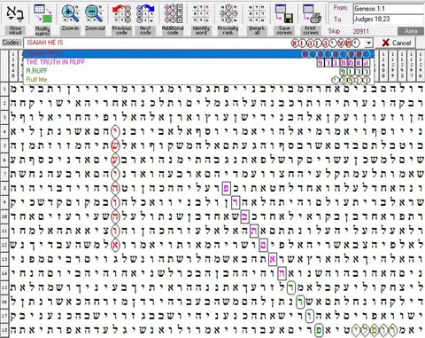 Torah Code matrix: Isaiah He Is