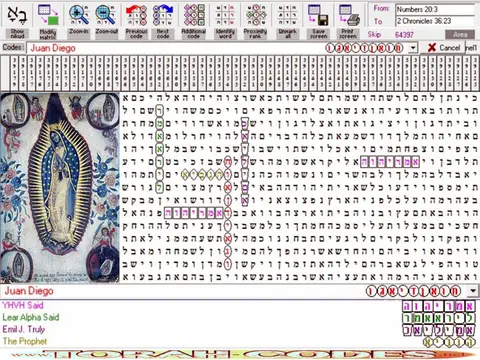 Torah Code matrix: Juan Diego