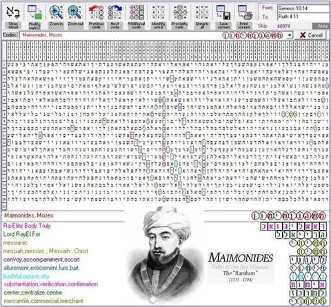 Torah Code matrix: Maimonides