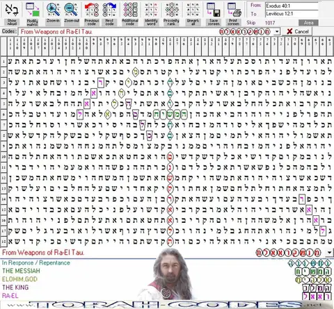 Torah Code matrix: From Weapons of Ra El Tau