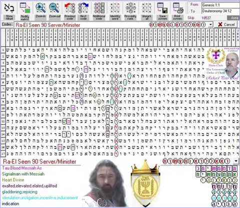 Torah Code matrix: Ra El Seen 90 Servant