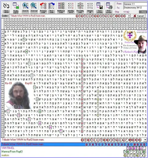 Torah Code matrix: YHVH to RA EL