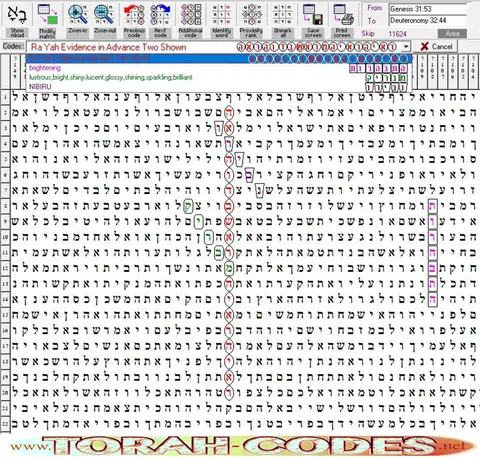 Torah Code matrix: Ra Yah