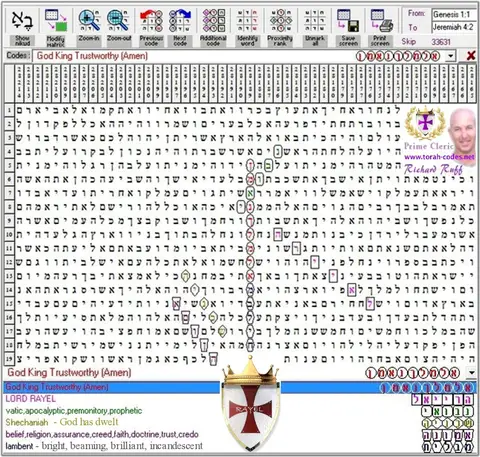 Torah Code matrix: Amen