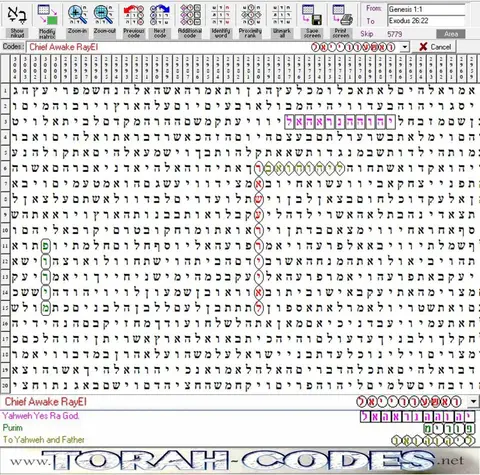 Torah Code matrix: Chief Awake RayEl