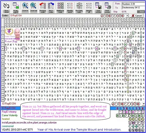 Torah Code matrix: El RayEl Oh