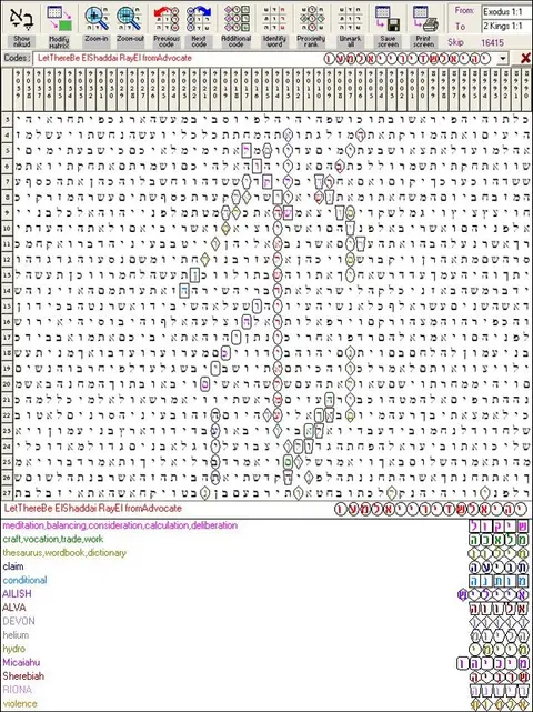 Torah Code matrix: ElSahaddai 1a