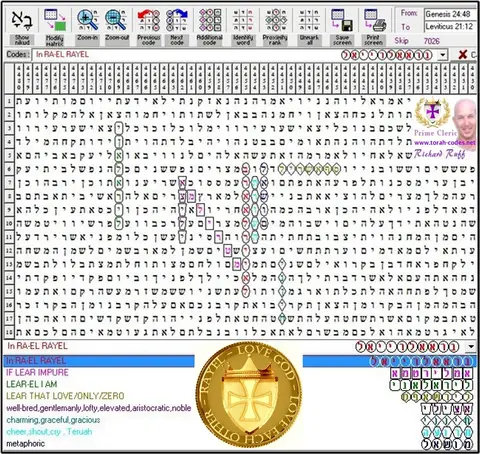 Torah Code matrix: In Ra El RayEl