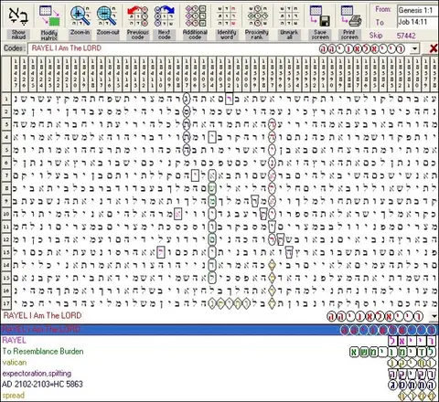 Torah Code matrix: RAYEL I AM THE LORD 5