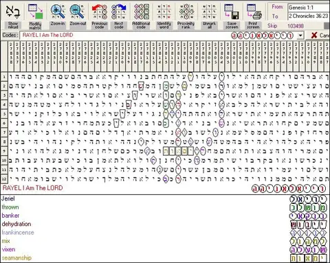 Torah Code matrix: RAYEL I AM THE LORD 6