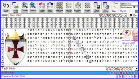 Torah Code matrix: RayEl Shiloh