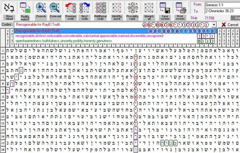 Torah Code matrix: RayEl Truth 1