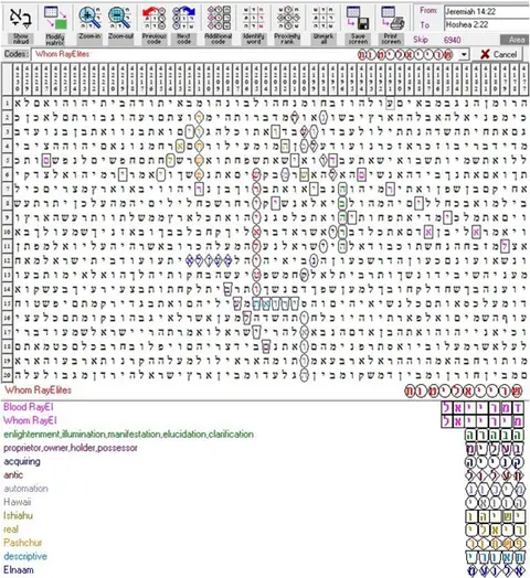 Torah Code matrix: RayElites