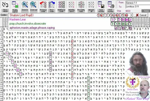 Torah Code matrix: Shalom Lord RayEl