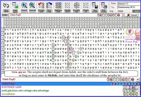 Torah Code matrix: Shiloh RayEl