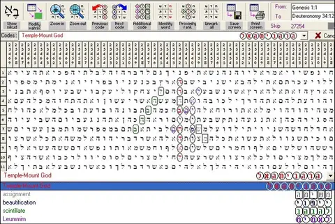 Torah Code matrix: Temple God