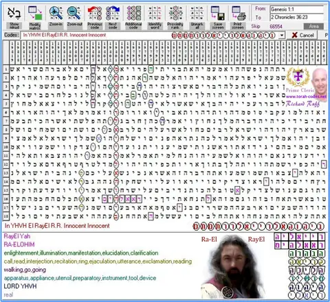 Torah Code matrix: YHVH EL RayEl