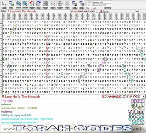 Torah Code matrix: R Lear Is the Messiah