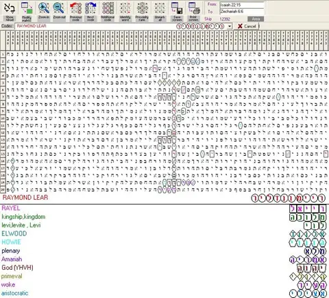 Torah Code matrix: Raymond Elwood Howie Lear