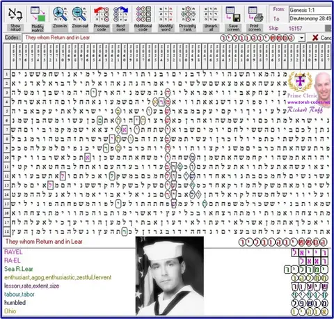 Torah Code matrix: Return and in Lear
