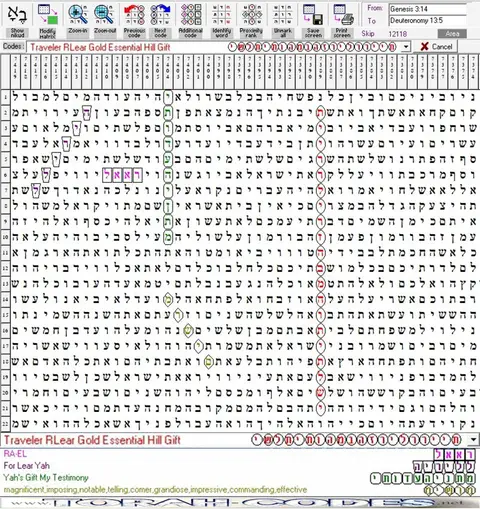 Torah Code matrix: Traveler R.Lear Gold Essential