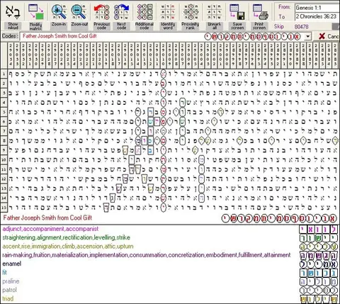 Torah Code matrix: Joseph Smith 1