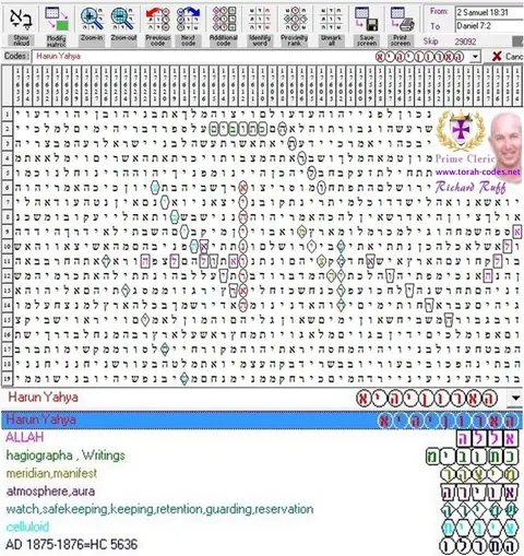 Torah Code matrix: Harun Yahya 11