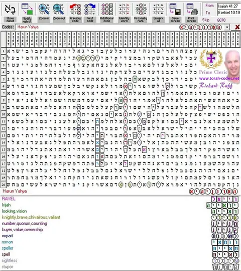 Torah Code matrix: Harun Yahya 12