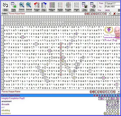 Torah Code matrix: Parvez Haque