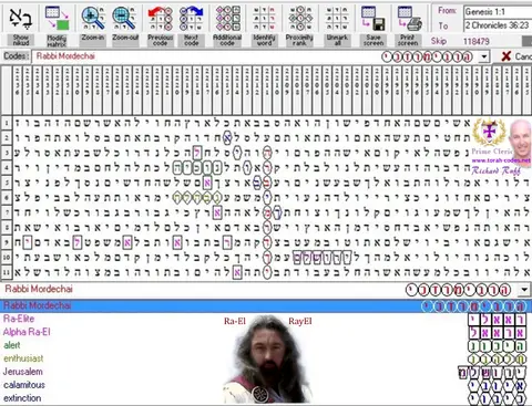 Torah Code matrix: Rabbi Mordechai