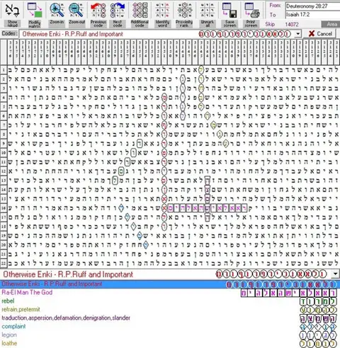 Torah Code matrix: Enki R.P.RUFF