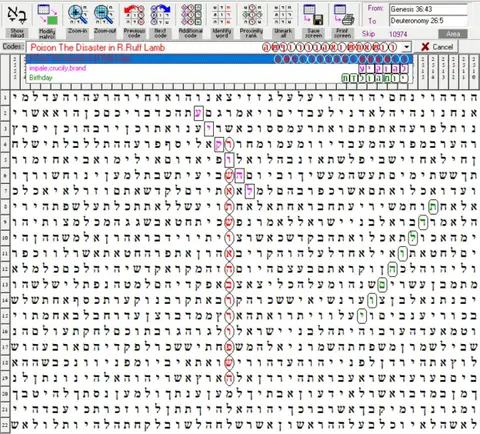 Torah Code matrix: Poison the Disaster in R.Ruff