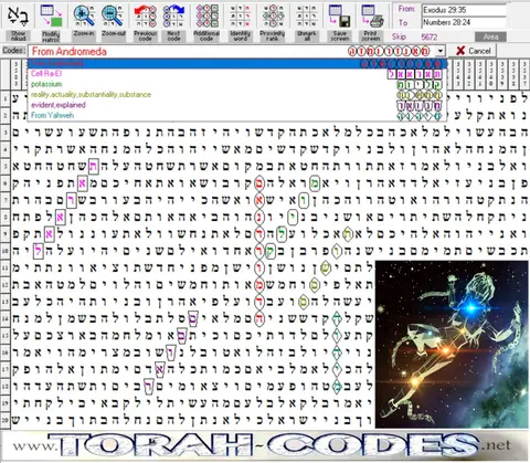 Torah Code matrix: Andromeda