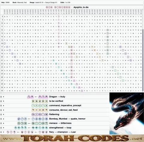 Torah Code matrix: Apophis to Die