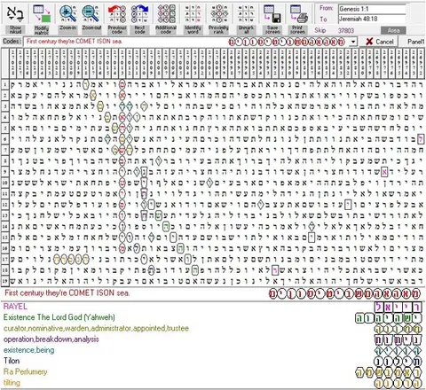 Torah Code matrix: Comet Ison