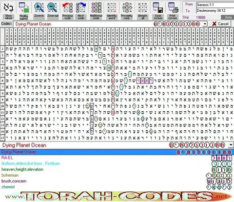 Torah Code matrix: Dying Planet Ocean