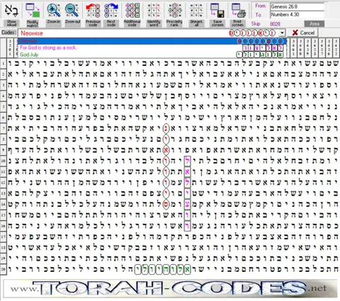 Torah Code matrix: Neowise