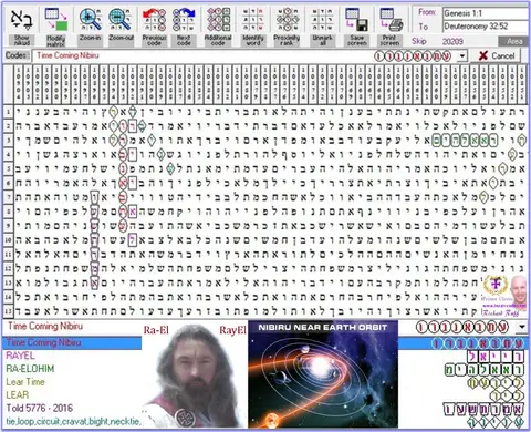Torah Code matrix: Time Coming Nibiru