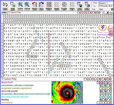 Torah Code matrix: El Typhoon Ruby