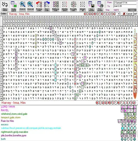 Torah Code matrix: Harvey Irma