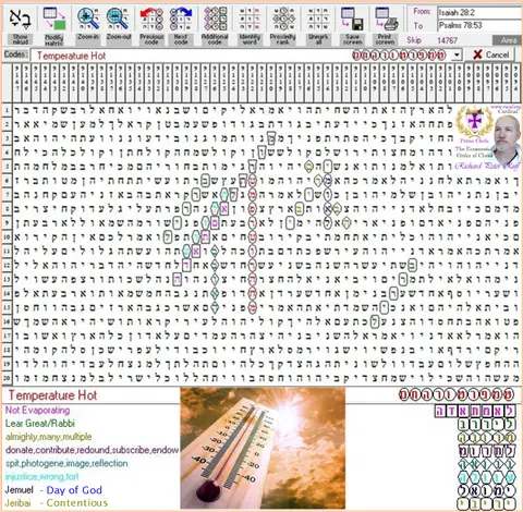 Torah Code matrix: Temperature