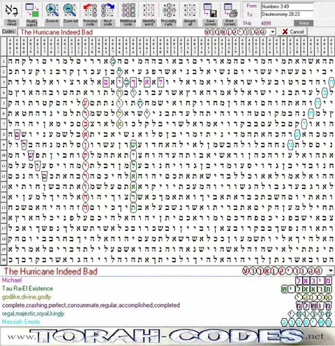 Torah Code matrix: The Hurricane