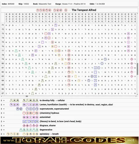 Torah Code matrix: The Tempest Alfred