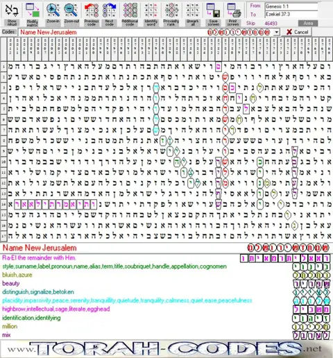 Torah Code matrix: Name New Jerusalem