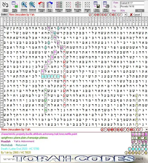 Torah Code matrix: New Jerusalem by Yah