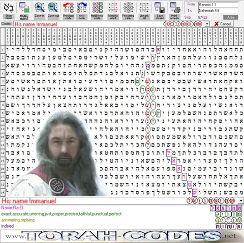 Torah Code matrix: His Name Immanuel