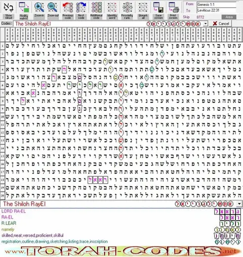 Torah Code matrix: Shiloh RayEl